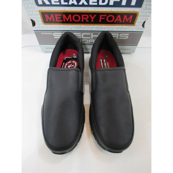 Men\'s Skechers Work Nampa Groton Relaxed Fit Slip Resistant Shoes Black Size 11